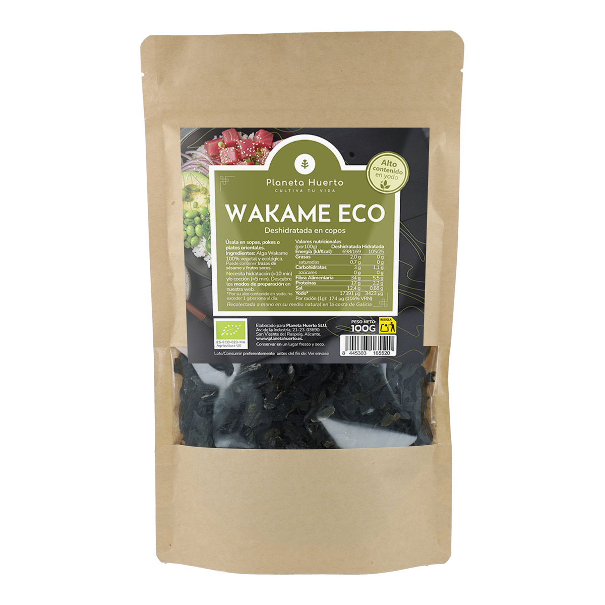 Płatki wodorostów Wakame ECO Planeta Huerto 100 g