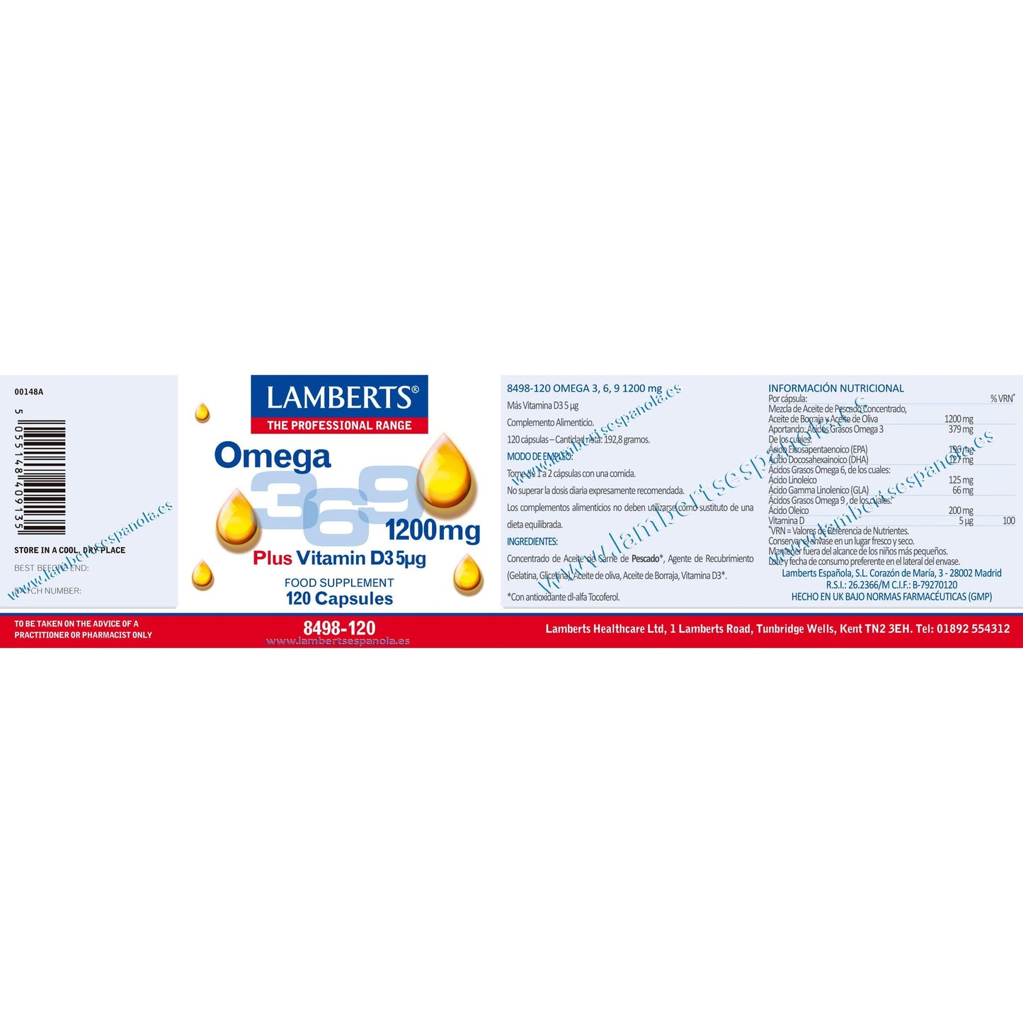 Omega 3-6-9 con vitamina D3 Lamberts 120 capsule