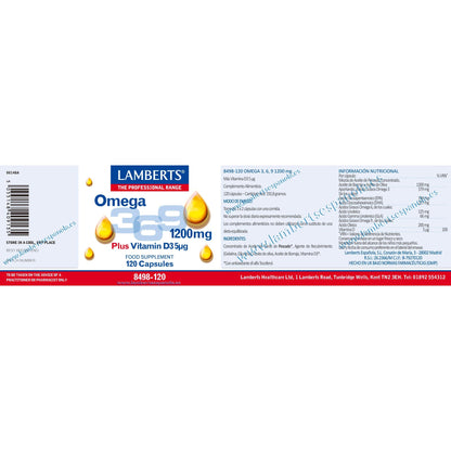 Omega 3-6-9 con vitamina D3 Lamberts 120 capsule
