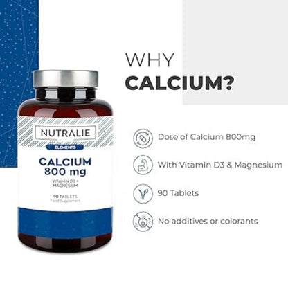 Nutralie Calcium 800 mg + Vitamine D3 et Magnésium, 90 comprimés