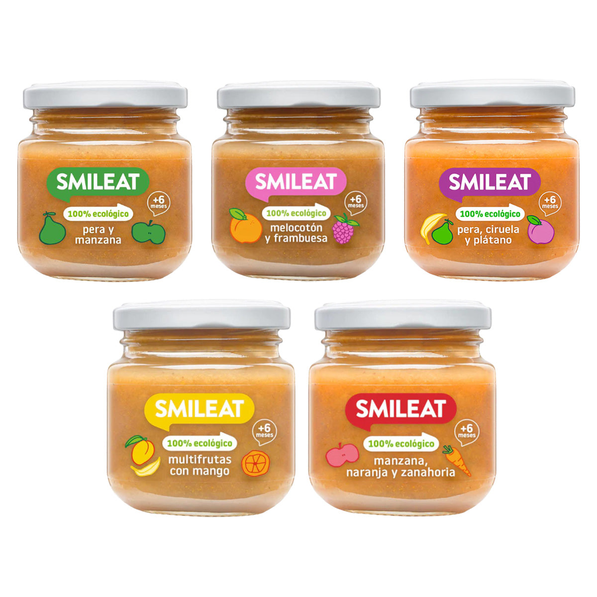 Zestaw słoiczków z owocami +6 miesięcy Smileat 5 szt. po 130 g