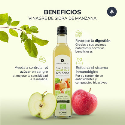 Pack of 3 x ECO Planeta Huerto Unfiltered Apple Cider Vinegar 500 ml