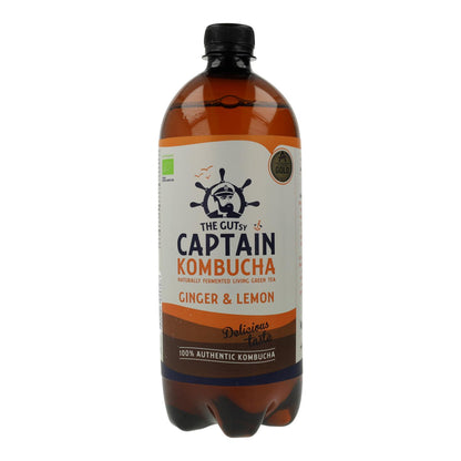 Captain Kombucha Organic Ginger and Lemon Kombucha Drink 1 L