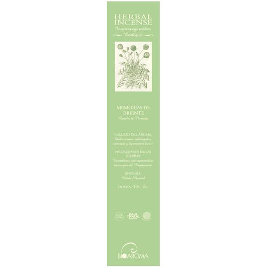 Encens biologique Memorias de Oriente Bioaroma, 12 bâtonnets