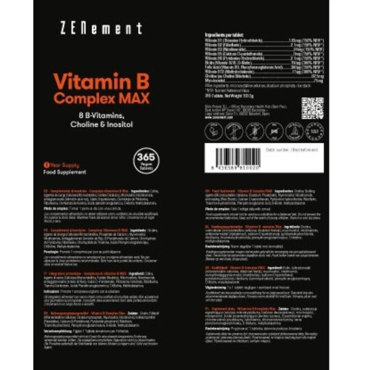 Vitamin-Komplex B Max Zenement, 365 Tabletten