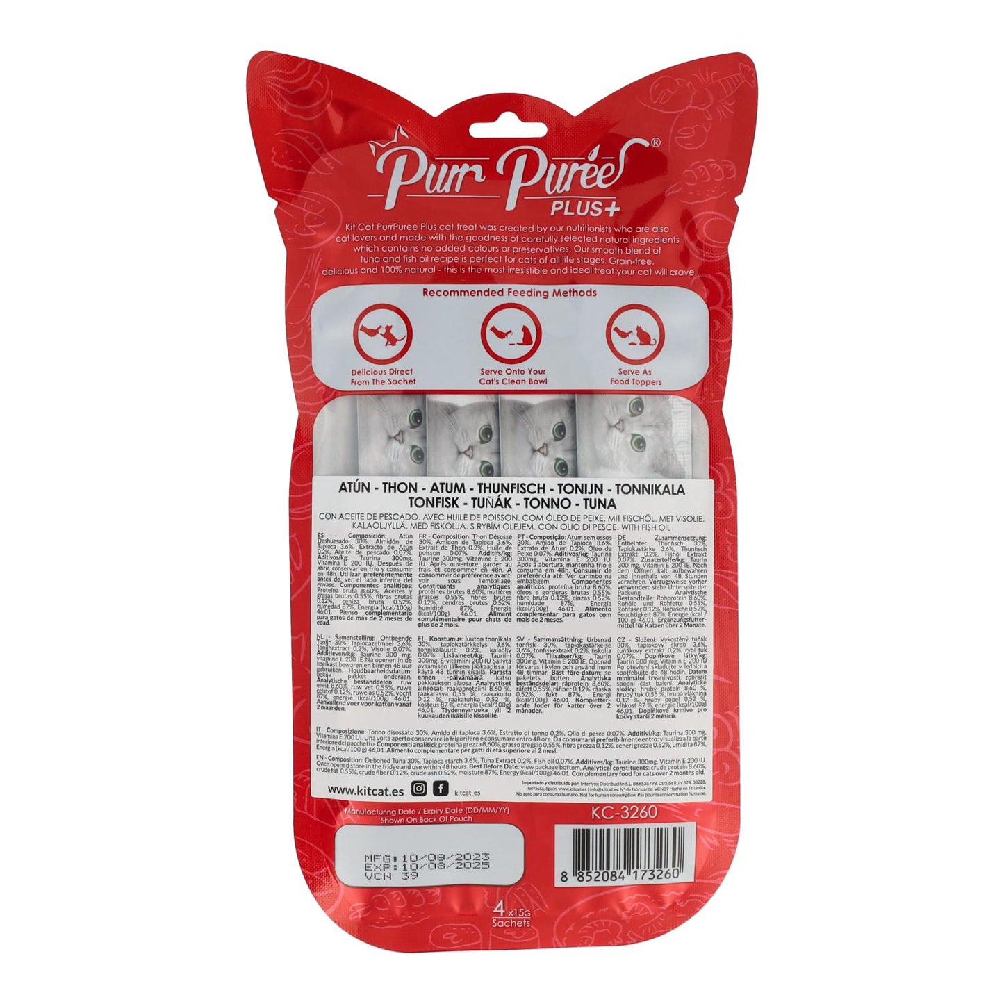 Zestaw Cat PurrPuree Plus - Tuńczyk Skin & Coat Kit Cat 4x15 g Kremowa przekąska dla kotów