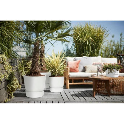 Blumentopf mit integriertem Untersetzer Greenville Elho Weiß 30 cm