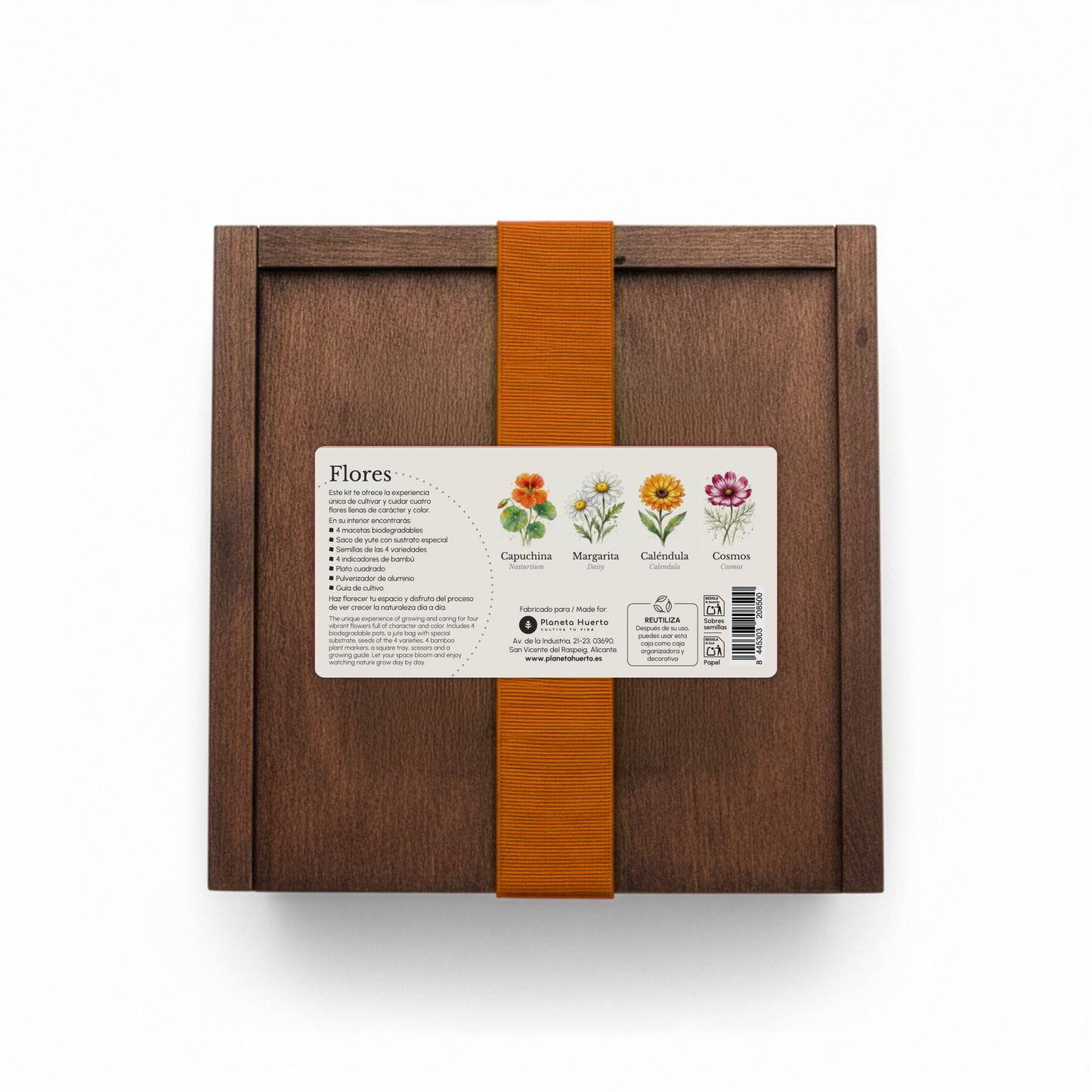 Kit de Cultivo de Flores en Caja de Madera – Regalo Original Planeta Huerto