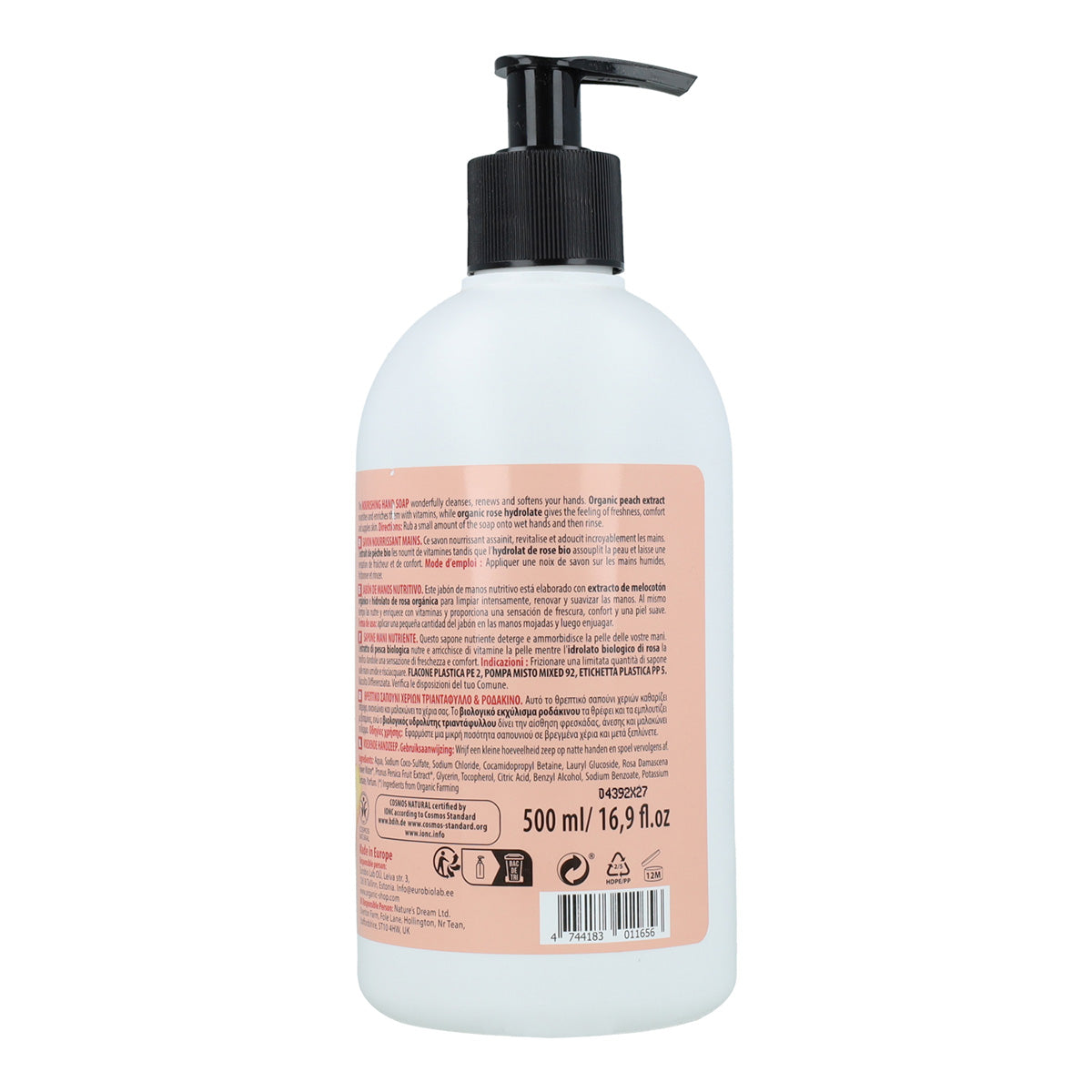 Sapone nutriente per le mani alla pesca rosa Organic Shop 500 ml
