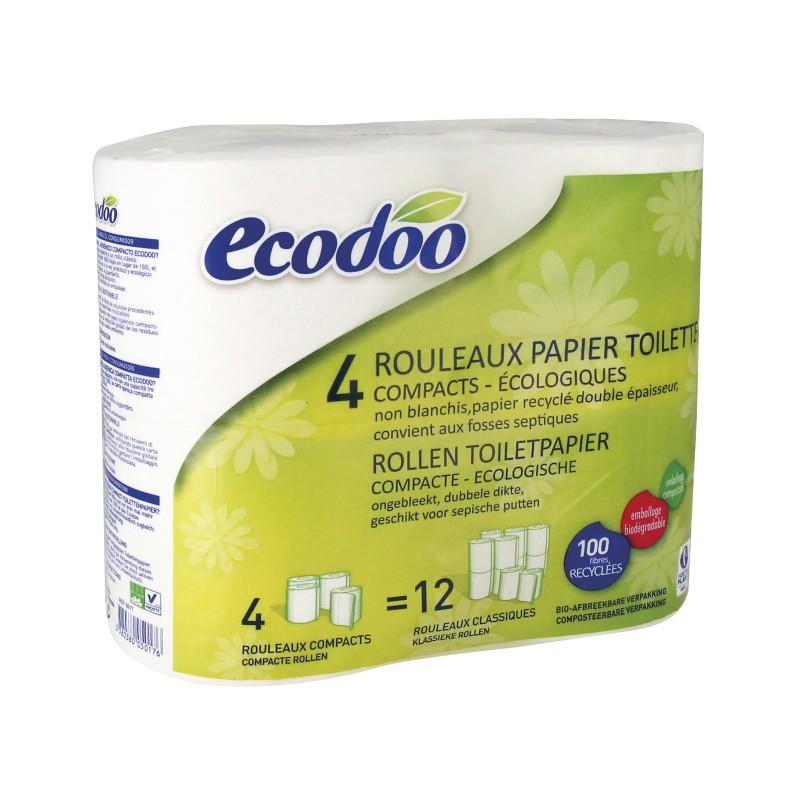 Ecodoo 100% recycled fibre compact toilet paper, 4 rolls