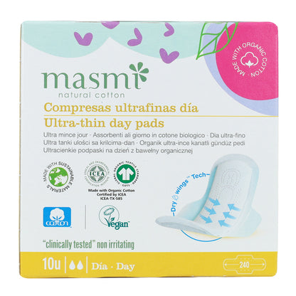 Ultra-binda med vingar, 100 % bomull, Masmi, 10 st