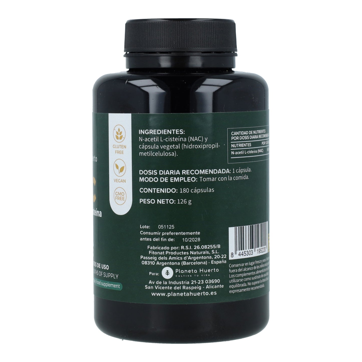 NAC 600 mg Planeta Huerto 180 capsules