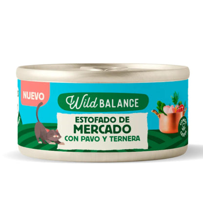 Puszka z gulaszem z indyka i wołowiny dla kotów Wild Balance 80 g