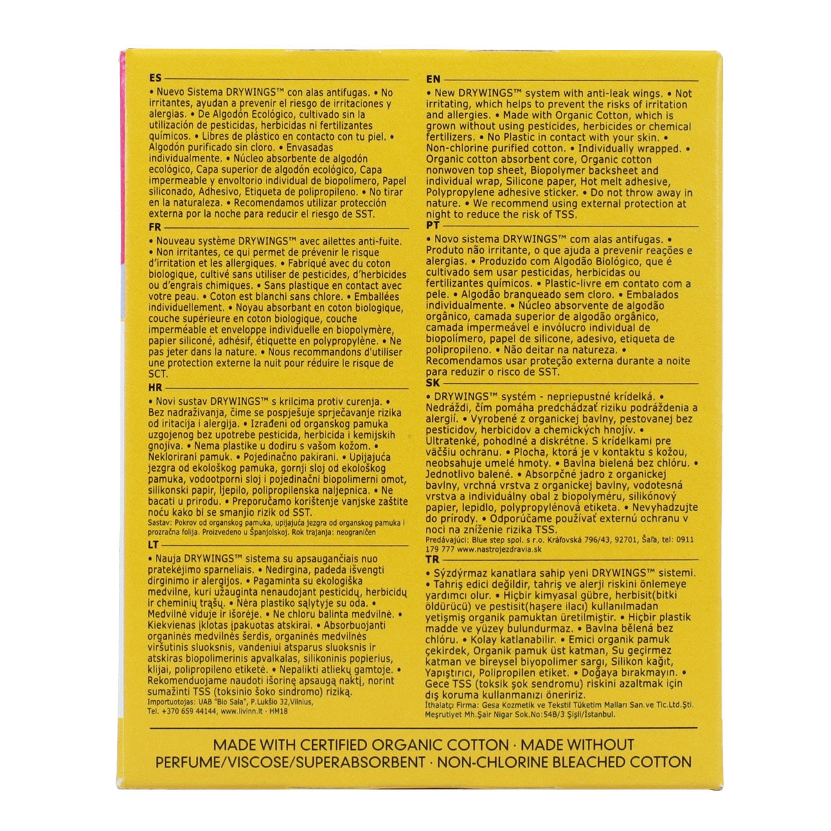 Ultra-binda med vingar, 100 % bomull, Masmi, 10 st