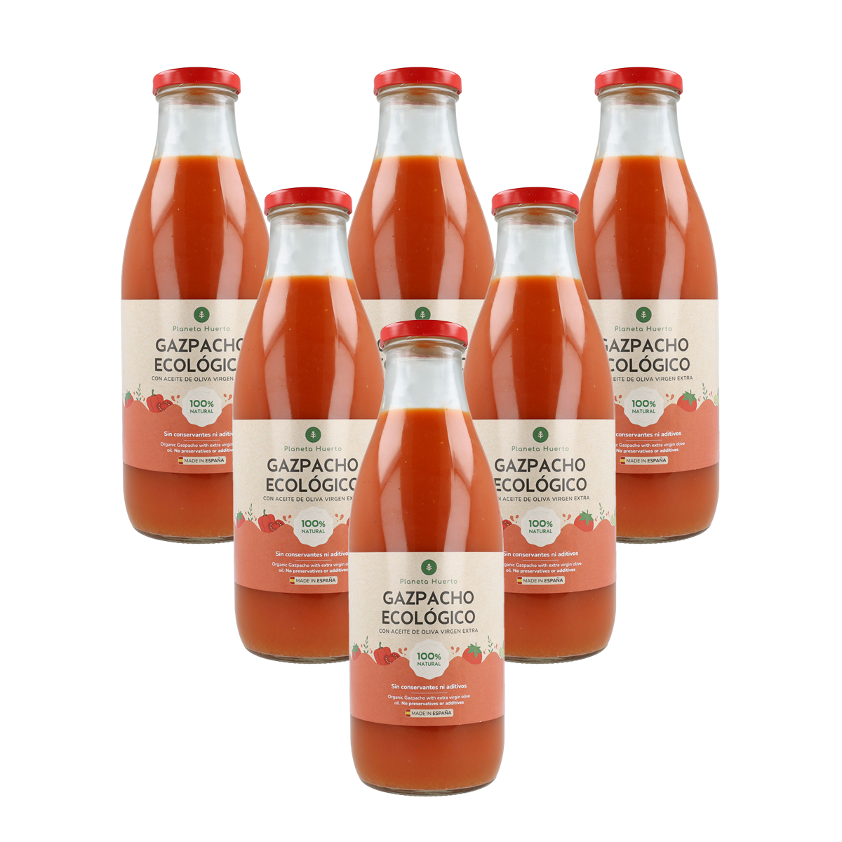 6-pack traditionell gazpacho ECO med extra jungfruolja Planeta Huerto 1 l