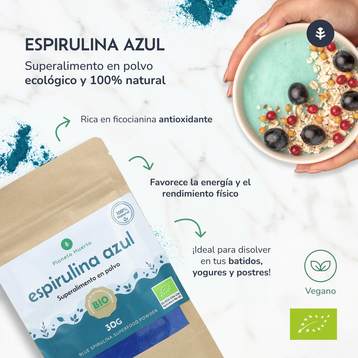 Blå Spirulina Planeta Huerto 30gr