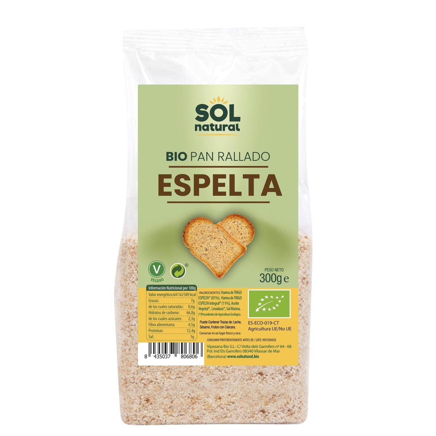 Chapelure d'épeautre biologique Sol Natural 300 g