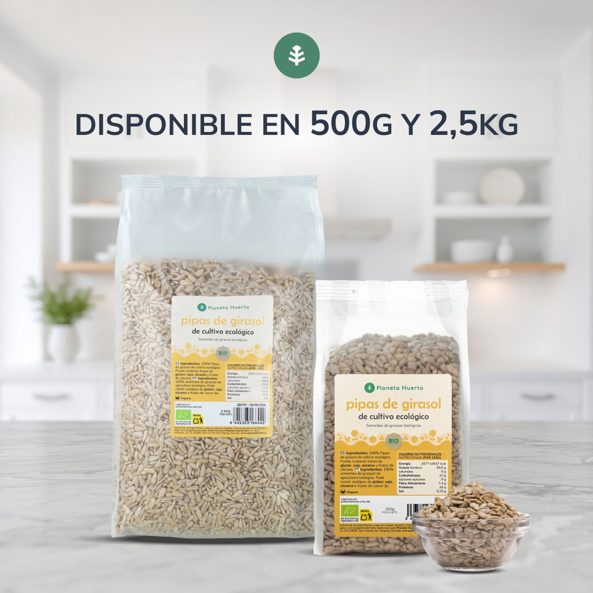 Geschälte Sonnenblumenkerne ECO Planeta Huerto 500 g