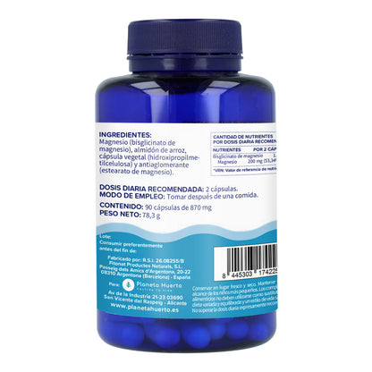Magnesiumbisglycinat 500 mg Planeta Huerto 90 kapslar