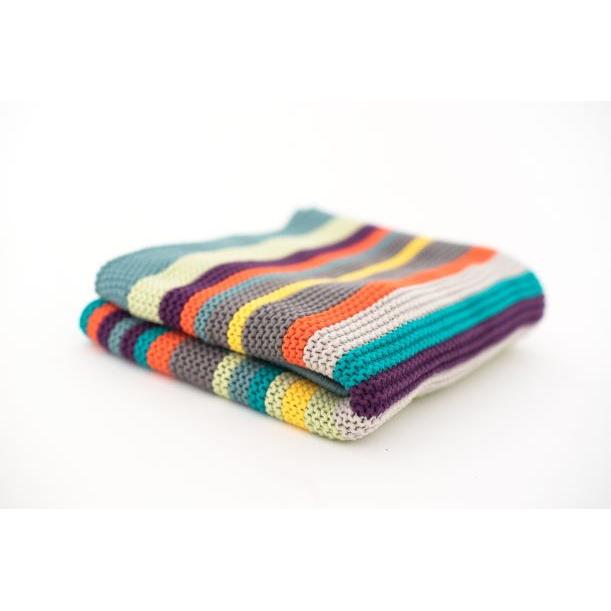 Stickad babyfilt CoZee 100 % bomull Tutti Bambini Multicolour Stripes