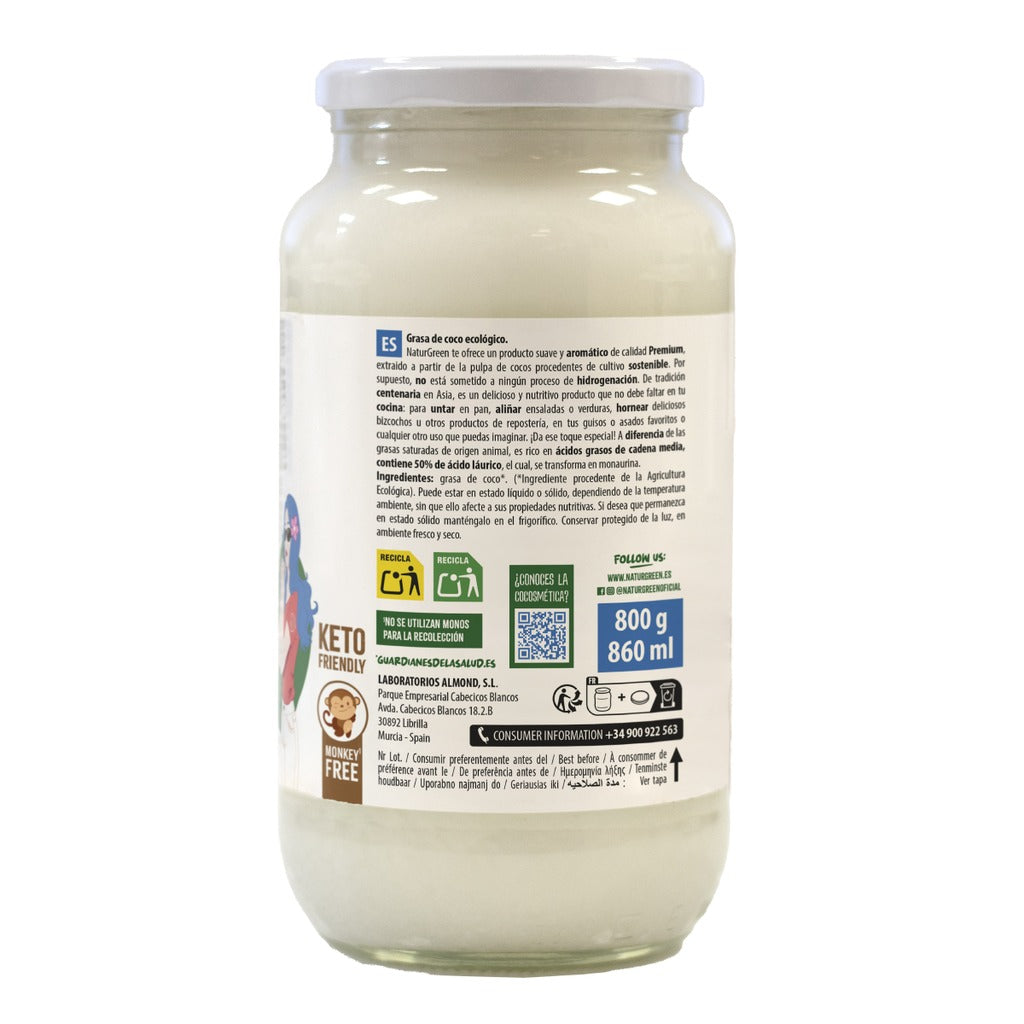 Pack of 2 x NaturGreen Organic Raw Coconut Oil 800 g