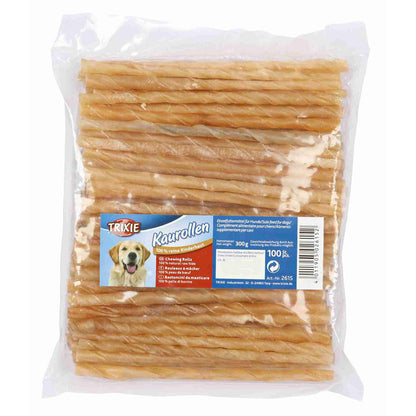 Trixie 100 rotolini pressati in pelle naturale, 12 cm Ø5-6 mm