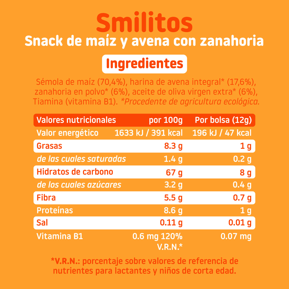 Smilito Mais, Hafer und Karotten Multipack ECO Smileat 4 Beutel à 12 g.