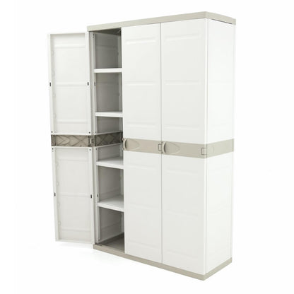 Kast met 3 deuren en bezemhouder 105 cm Titanium Plastiken Beige (gereviseerd)