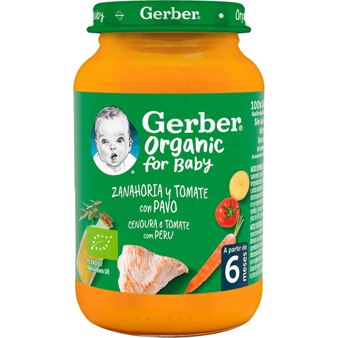 Potje biologische babyvoeding met wortel, tomaat en kalkoen Gerber 190 g