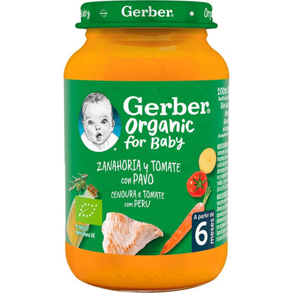 Potje biologische babyvoeding met wortel, tomaat en kalkoen Gerber 190 g