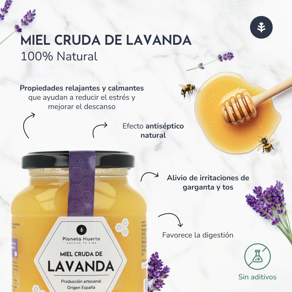 Pack 6x Miel Cruda de Lavanda Planeta Huerto 1 Kg