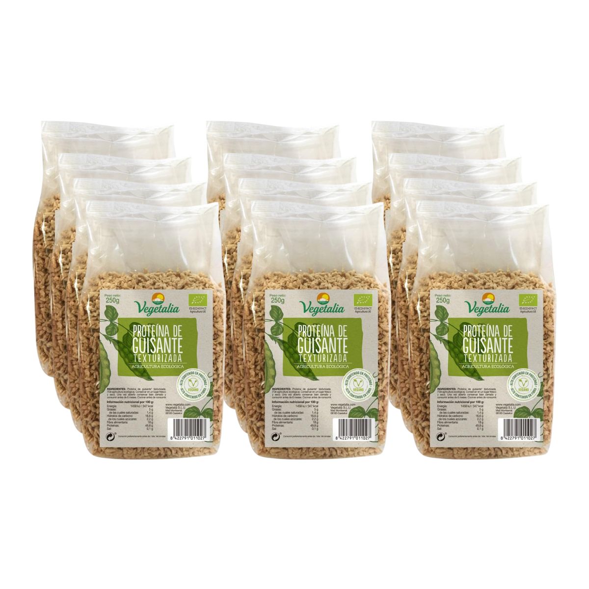 12er-Pack texturiertes Erbsenprotein Vegetalia 250 g