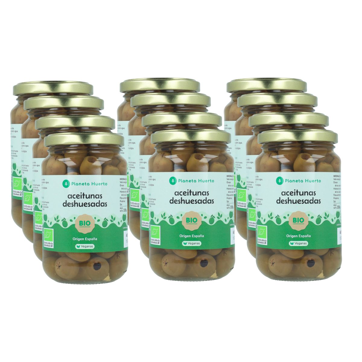 Opakowanie 12x oliwki bez pestek Eco Planeta Huerto 335 g