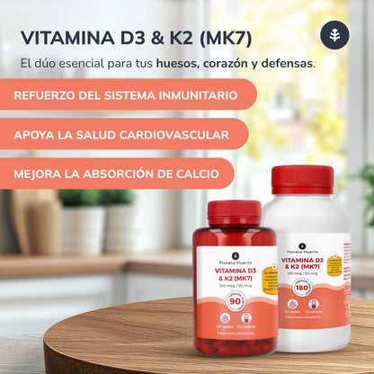 Förpackning 3xVitamin D3 & K2 Mk7 Planeta Huerto 180 kapslar