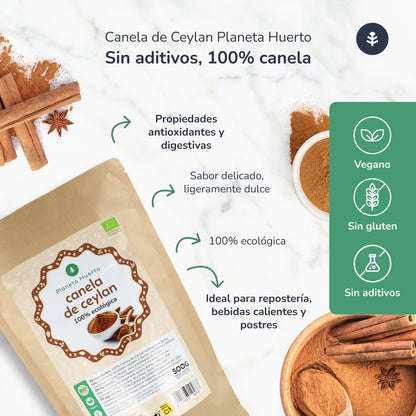 Ceylon-Zimtpulver ECO Planeta Huerto 500 g