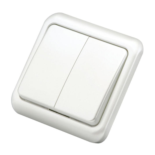 Duolec white flush-mounted double switch