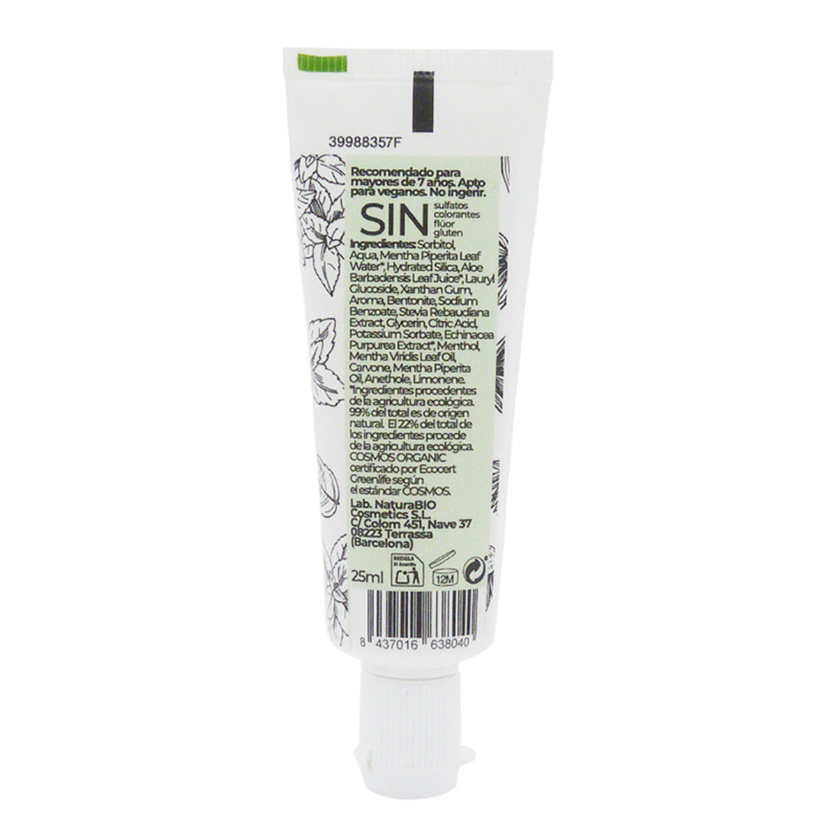 Extra frische Zahnpasta 25 ml Echinacea & Minze Bio ohne Fluorid NaturaBIO