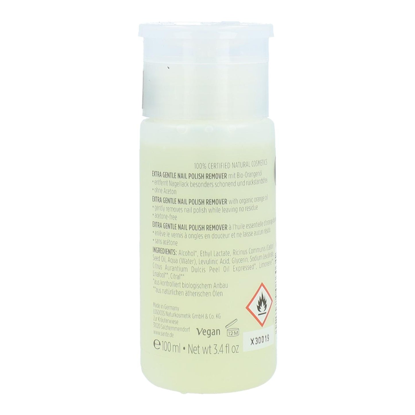 Extra zachte nagellakremover Sante 100 ml