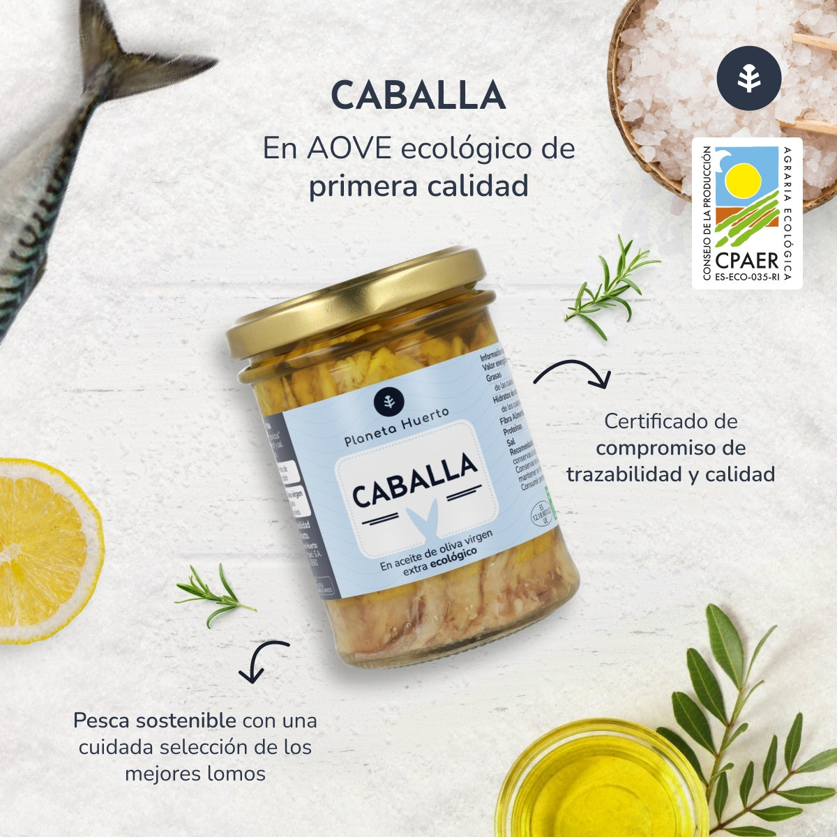Packung 6x Makrele in Olivenöl ECO Planeta Huerto 190 gr