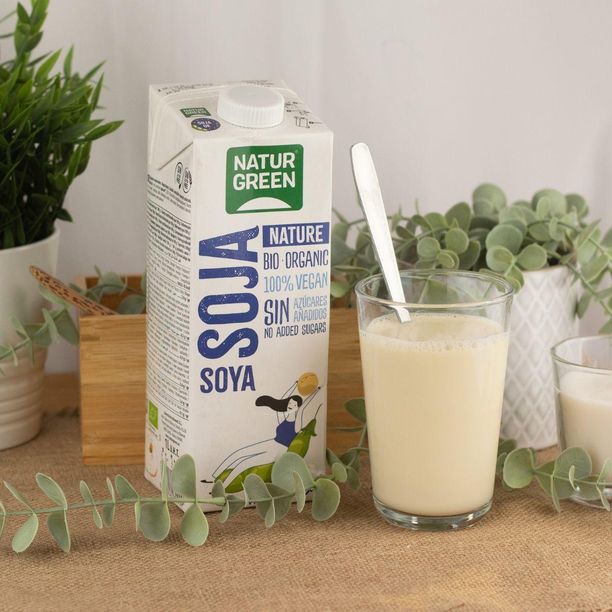 Pack of 6 x NaturGreen Organic Unsweetened Soy Drink 1 L