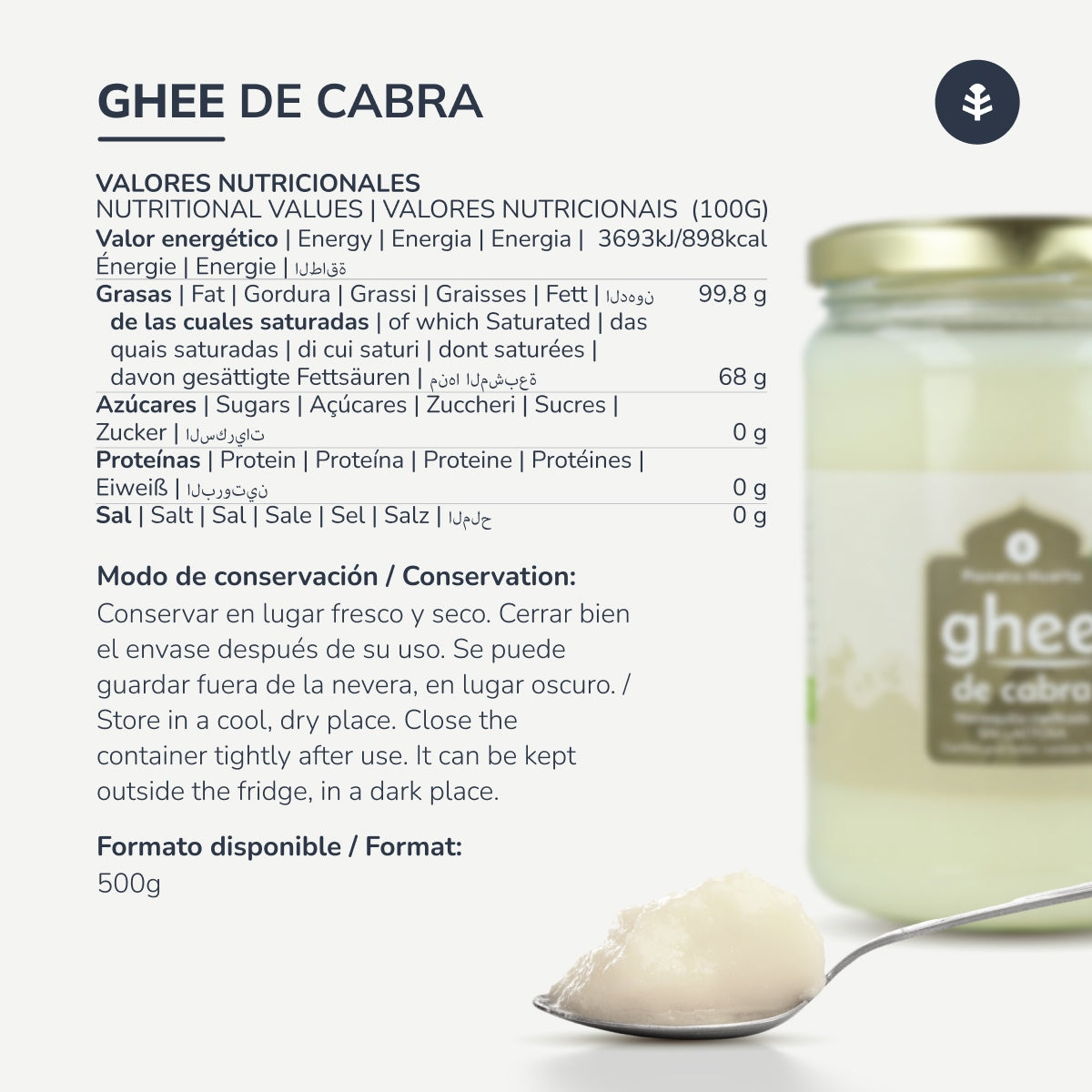 Beurre clarifié de chèvre ECO Planeta Huerto 500 g