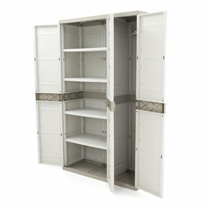 Kast met 3 deuren en bezemhouder 105 cm Titanium Plastiken Beige (gereviseerd)