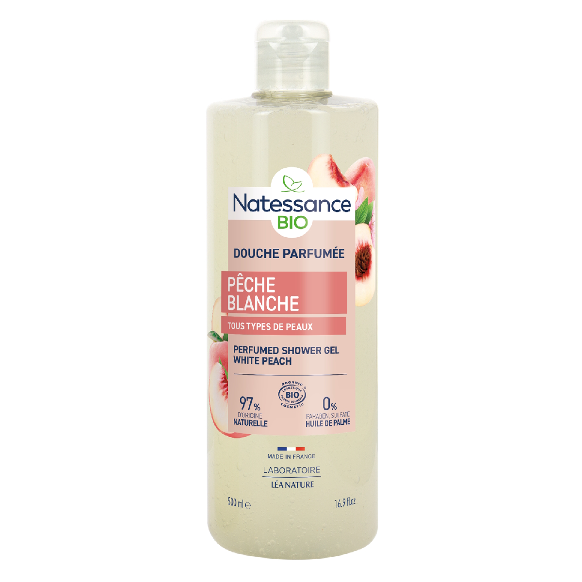 Żel pod prysznic z białym brzoskwinią Natessance 500 ml