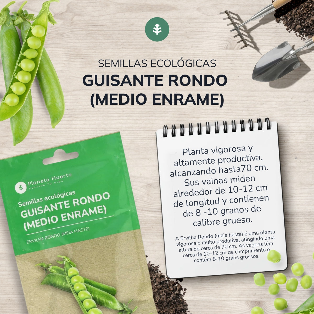 Semi ecologici di Pea rondo 1/2 enrame Planeta Huerto
