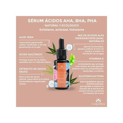 Sérum aux acides AHA, BHA, PHA, Camassia, 30 ml