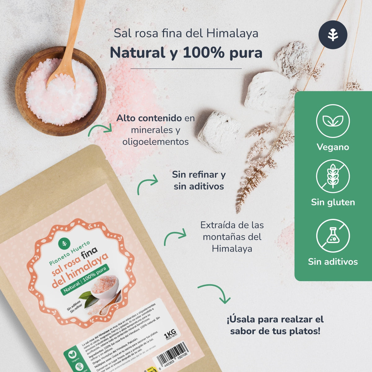Opakowanie 2x różowa sól himalajska ECO Planeta Huerto 1 kg