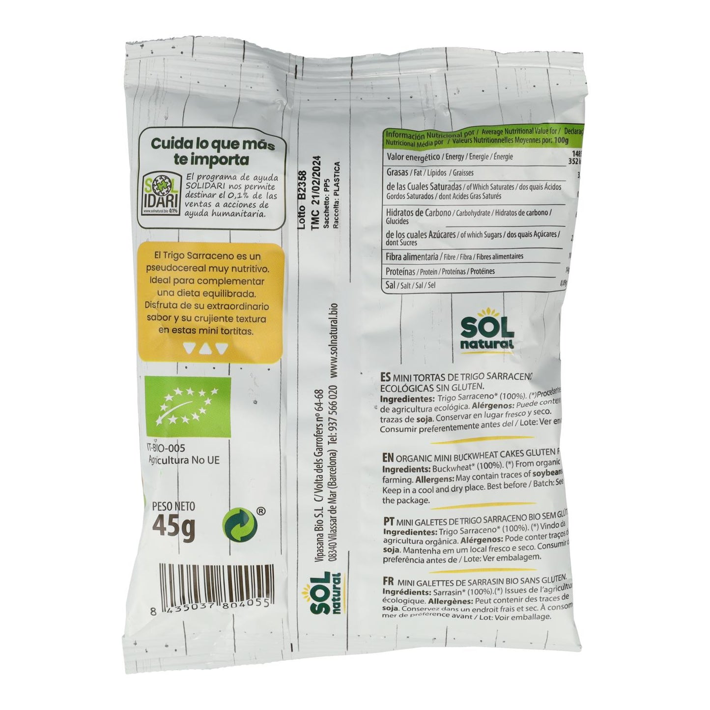 Mini naleśniki z kaszy gryczanej bio bezglutenowe Sol Natural 45 g