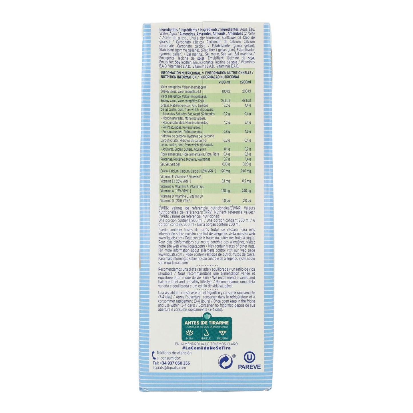 Pack of 6 Almendrola Sugar-Free Almond Drinks 1 L