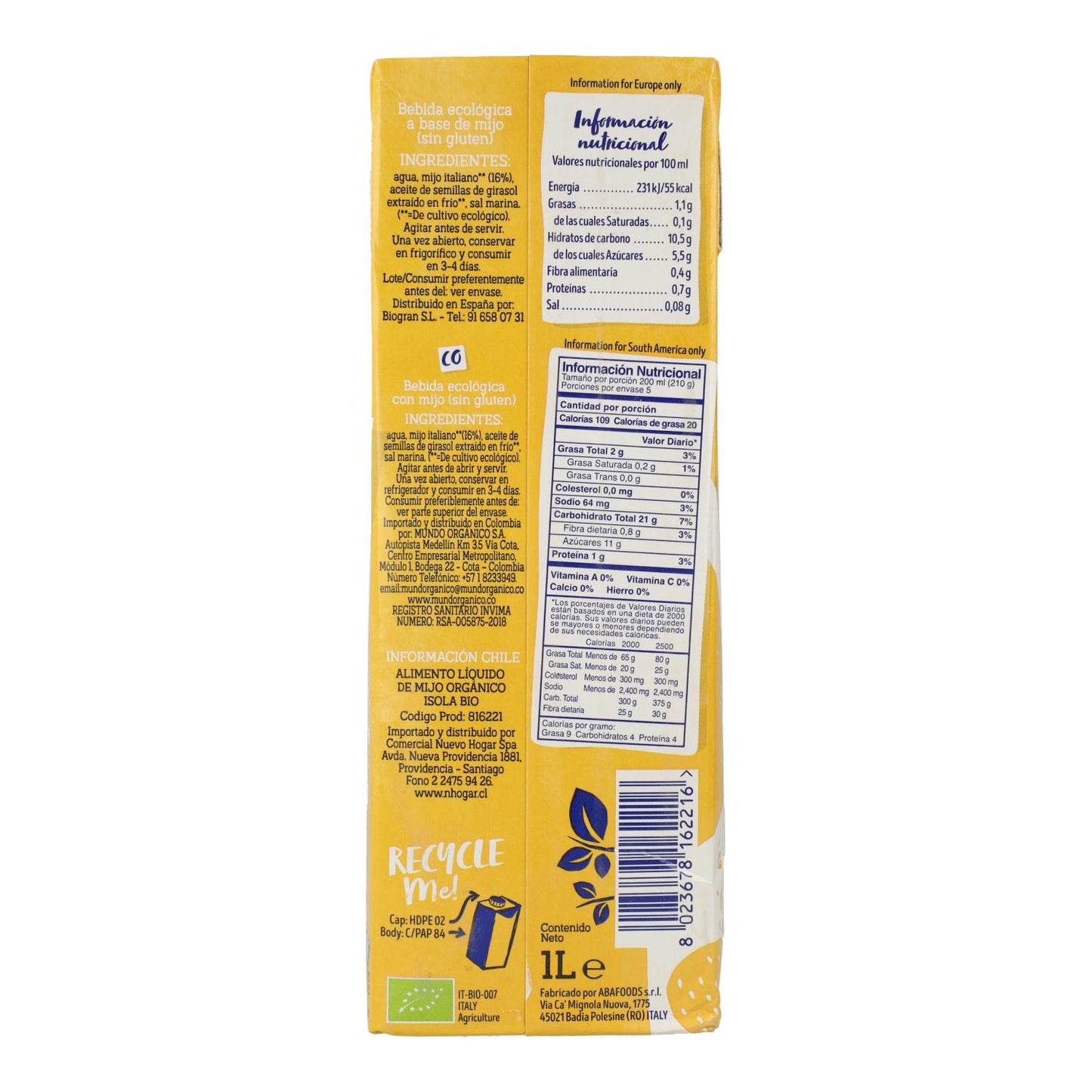 Isola Bio Organic Millet Drink 1L