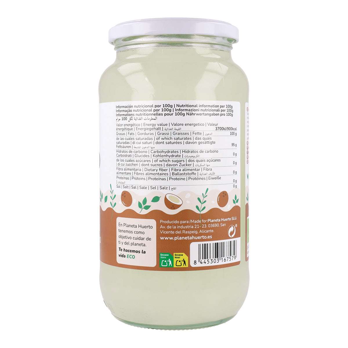 Confezione 3x Olio di cocco vergine ECO Planeta Huerto 1L